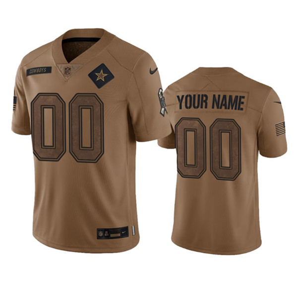 Men%27s Dallas Cowboys Active Player Custom 2023 Brown Salute To Service Limited Football Stitched Jersey->customized nfl jersey->Custom Jersey